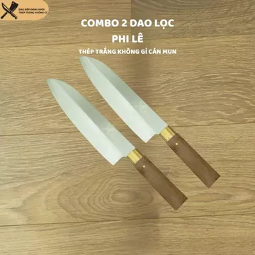 COMBO 2 Dao Nhà Bếp [ HÀNG LOẠI 1 ] Dao Gọt Hoa Quả Dao thái nhỡ dao thái nhỏ cán mun. Dao thép trắng không gỉ an toàn