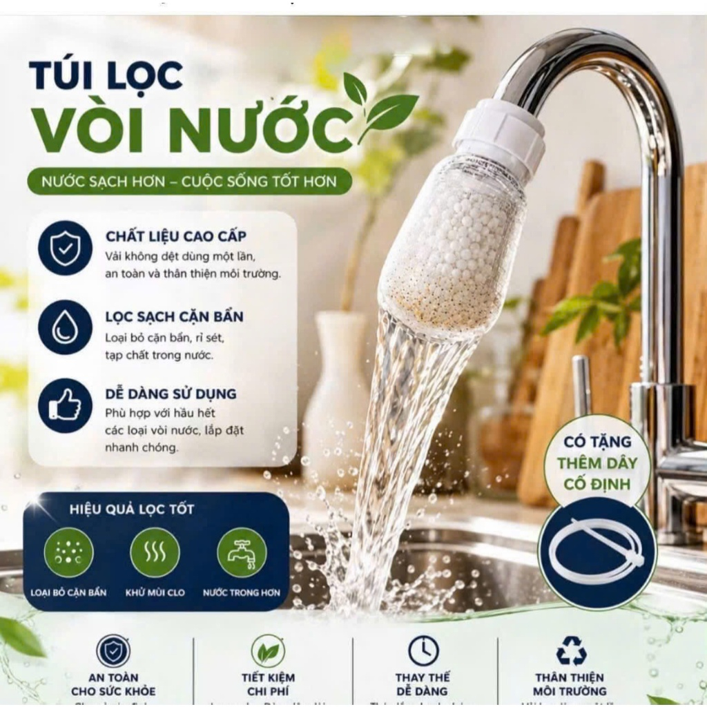 Combo 200 Túi Lọc Vòi Nước Đa Năng Giữ Cặn Bẩn Tạp Chất Cải Thiện Chất Lượng Nước Sinh Hoạt Cho Vòi Bếp Phòng Tắm