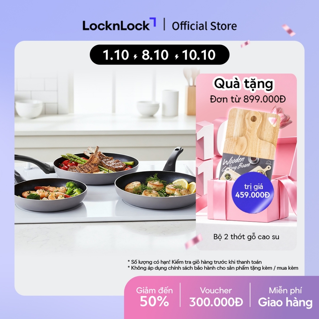 Chảo Chống Dính LocknLock Grano IH Frypan, dùng được bếp từ, Nhiều size (20/24/26/28/30cm)