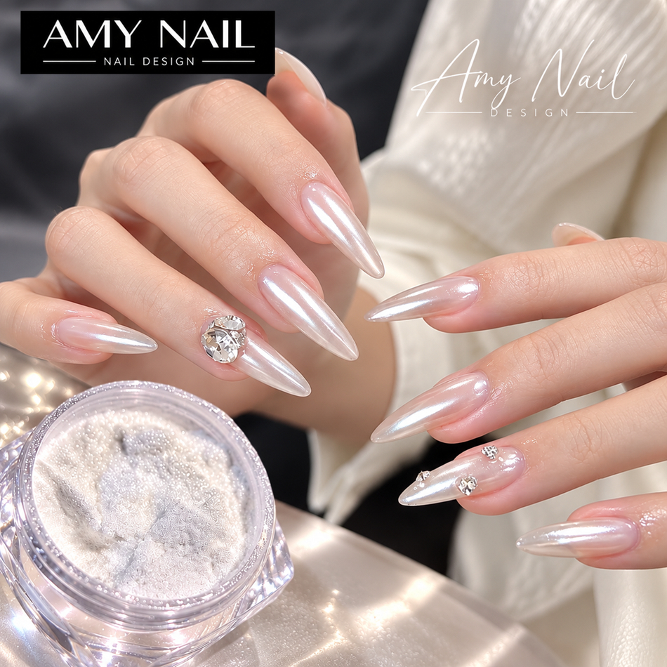 Tráng Gương Ngọc Trai Ánh Trắng Siêu Bóng – Bột Chrome Nail Chà Mọi Nền, Hiệu Ứng Sang Chảnh – AMY NAIL