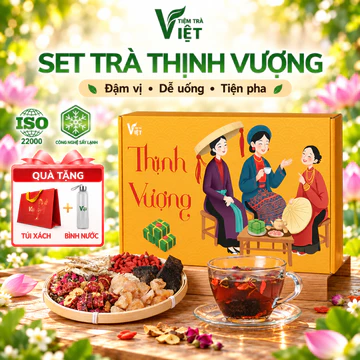 Set trà quà tặng gồm Trà Gừng Đường Nâu và Trà Gạo Lứt (35 Gói) Sang Trọng Cao Cấp - Tiệm Trà Việt