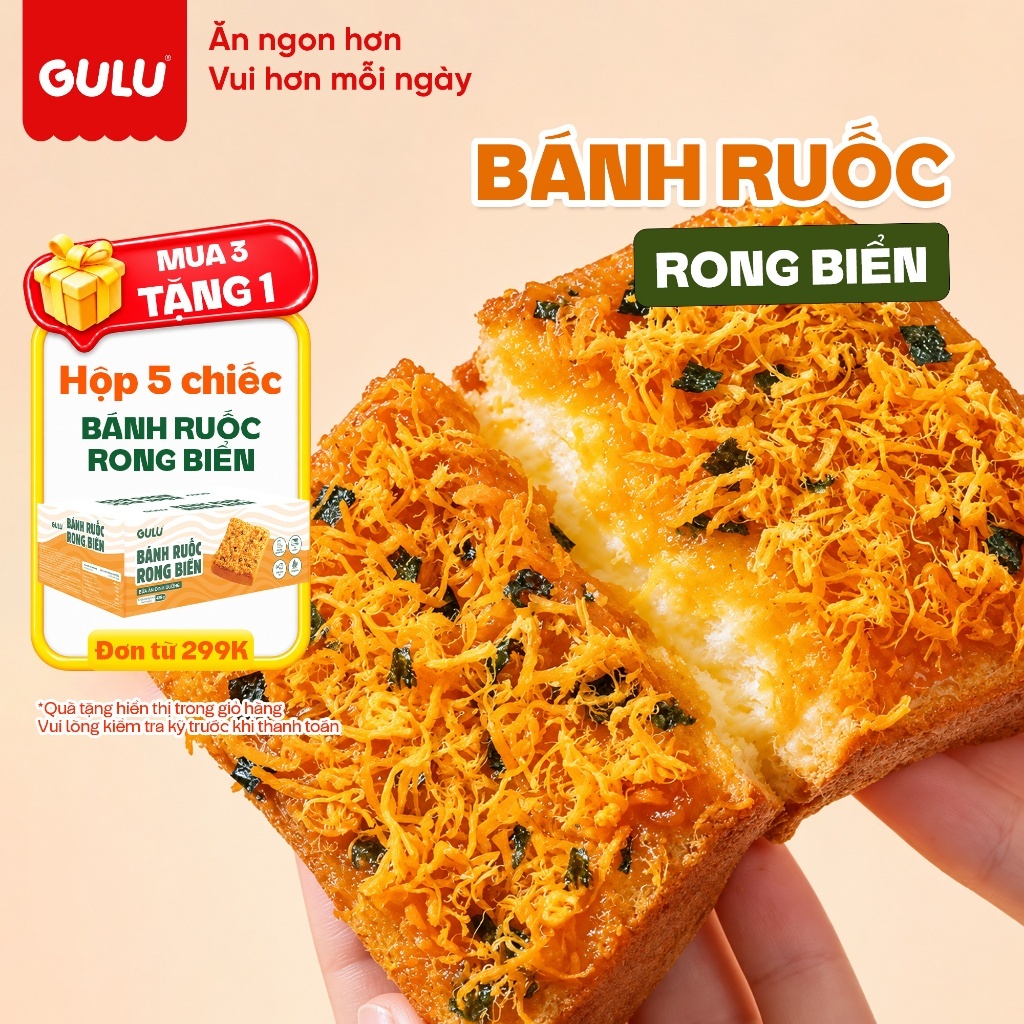 [MỞ BÁN] Bánh Ruốc Rong Biển Ăn Sáng GULUFOODS Cốt bánh Sandwich Mềm Dai Hộp 5 Chiếc Tiện Lợi Dễ Dàng Mang Theo