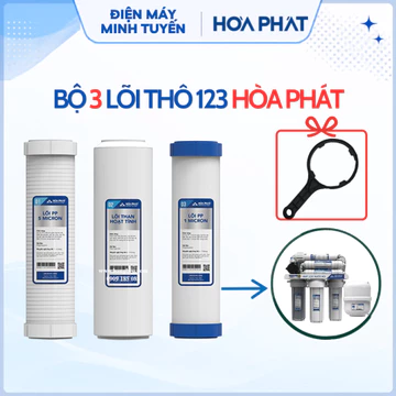[Hỏa Tốc HCM] Bộ 3 lõi lọc thô 123 Hoà Phát chính hãng lắp vừa cho máy lọc nước có 3 cốc lọc 10inch