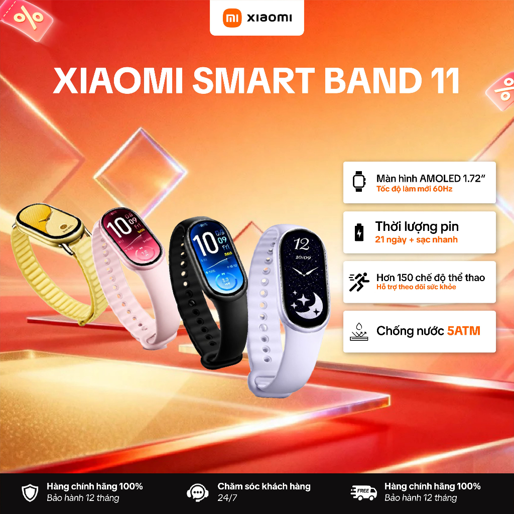 Vòng Đeo Tay Thông Minh Xiaomi Mi Smart Band 11 / AMOLED 1.72" / Chống Nước 5ATM – Phiên Bản Quốc Tế, Bảo Hành 12 Tháng