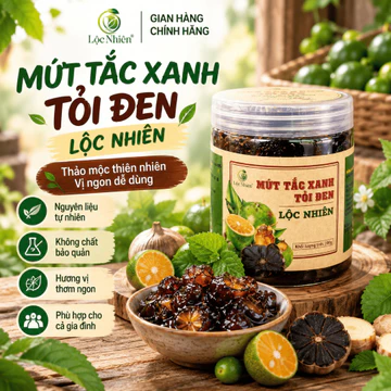Mứt Tắc Xanh Tỏi Đen Lộc Nhiên Thảo Mộc Dẻo Mềm Giúp Dịu Họng Hỗ Trợ Giảm Ho Khàn Tiếng