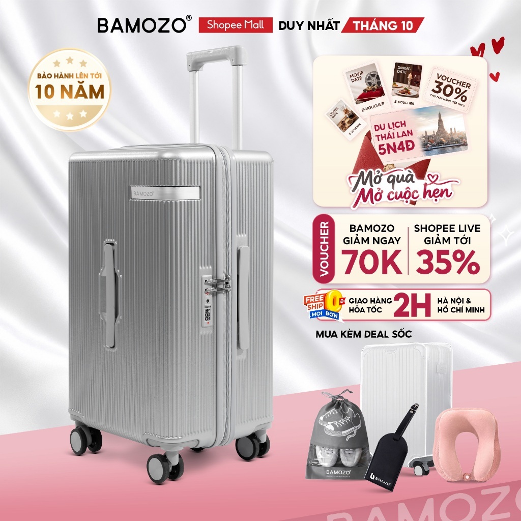 [DEAL HOT] Vali Du Lịch Bamozo Lumispace Chất Liệu PC Nguyên Khối Siêu Bền Bỉ_LUMI