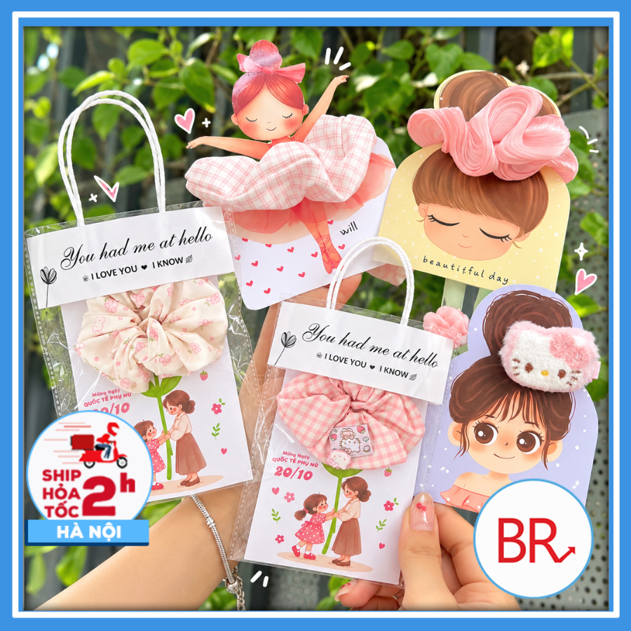 [20/10]Túi Thiệp Chun Buộc Tóc Scrunchies-Quà Tặng 20/10 20/11 8/3 Dễ Thương Tặng Bạn Bè, Cô Giáo, Học Sinh 03027