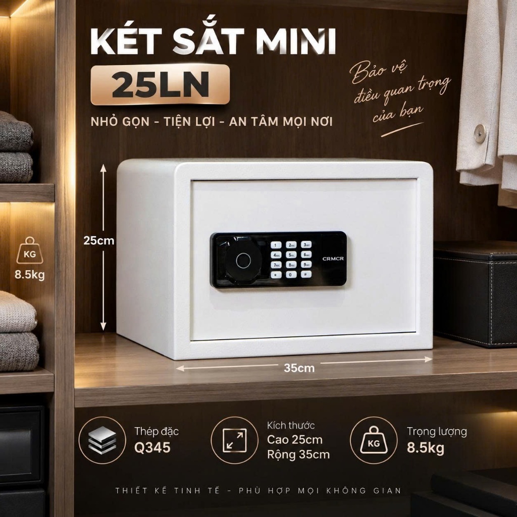 [BH 6 NĂM] Két Sắt Mini Thông Minh Safiron 25LBF, 25LN Vân Tay Điện Tử Cảnh Báo Trộm Về Điện Thoại