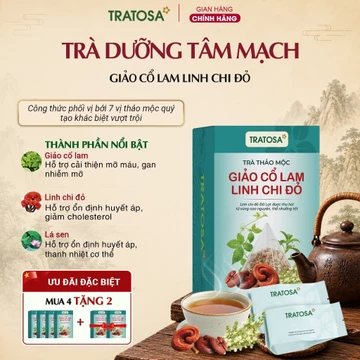 Trà Dưỡng Tâm Mạch Giảo Cổ Lam Linh Chi Đỏ TRATOSA trà thảo mộc tốt cho huyết áp, tim mạch từ thiên nhiên