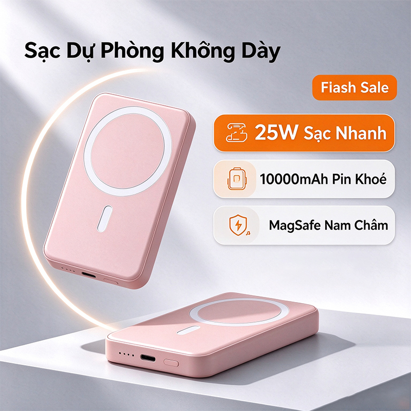 Dosen Pro Mini Từ Tính Không Dây 22.5W Sạc Nhanh Power Bank 10000mAh có nam châm thích hợp cho phone