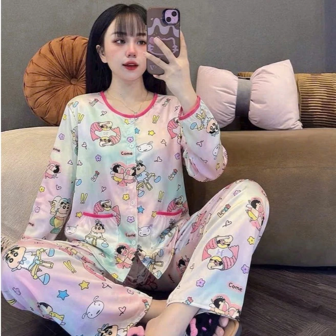40 mẫu đồ bộ pijama tay dài lụa latin mềm mịn mát , đồ bộ nữ hot trend, pijama nữ giá rẻ tận xưởng freeship, đồ bộ nữ