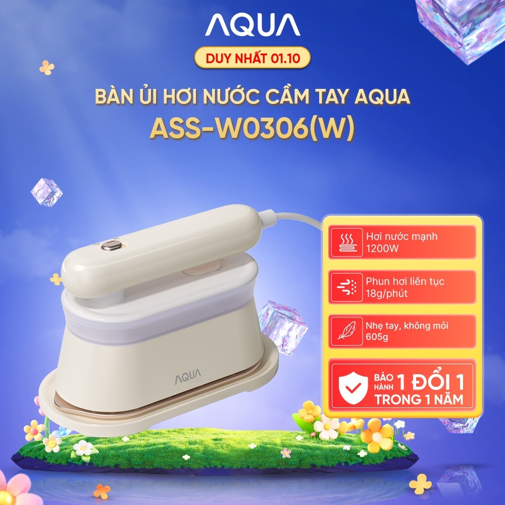 [SẢN PHẨM MỚI] Bàn ủi hơi nước cầm tay AQUA ASS-W0306(W)  - Bảo hành 1 đổi 1 trong 1 năm