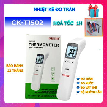 (HỏaTốc) Nhiệt kế hồng ngoại đo trán OROMI CK-T1502, nhiệt kế đo trán cho bé, đo nước pha sữa , đo nhiệt độ phòng 3 in 1