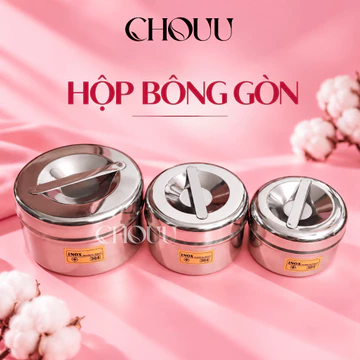 Hộp Inox Đựng Bông Cồn Spa Bông Tẩy Trang - Dụng Cụ Spa, Thẩm Mỹ Viện