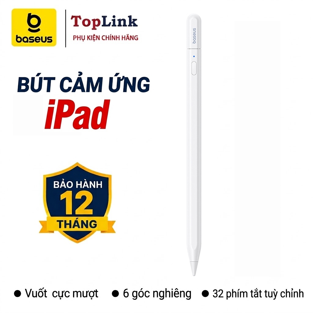 Bút Cảm Ứng i-Pad Baseus PS3 Air Bluetooth 130mAh Nghiêng 6D Sử Dụng 15H Chống Tỳ Tay Hút Nam Châm Sạc Có Dây