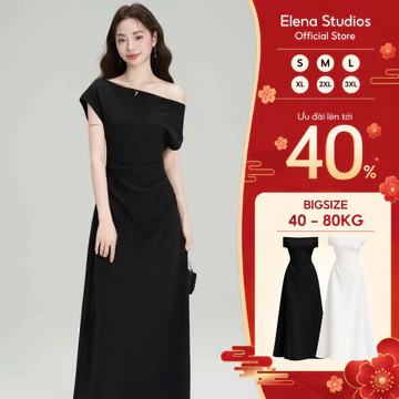 Váy Tiệc Cưới Sang Chảnh, Váy Đen Dự Tiệc Trễ Vai Dáng Dài, Váy Thiết Kế Thanh Lịch, Đầm Tiệc V04E