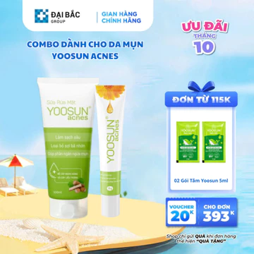 Combo góp phần ngăn ngừa mụn Sữa rửa mặt Yoosun Acnes 100ml + Kem ngừa mụn Yoosun Acnes 15g