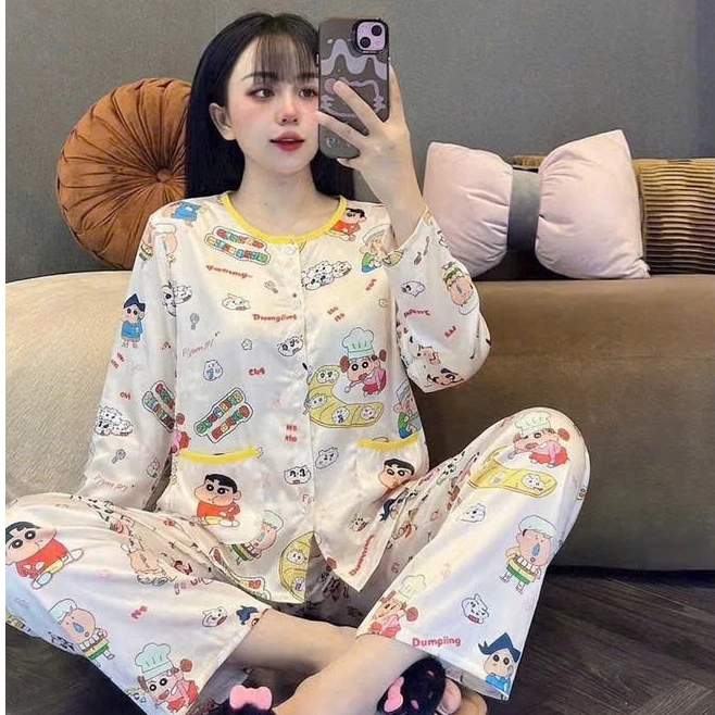 40 mẫu đồ bộ pijama tay dài lụa latin mềm mịn mát , đồ bộ nữ hot trend, pijama nữ giá rẻ tận xưởng freeship, đồ bộ nữ