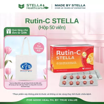 [Chính hãng] Viên uống RUTIN-C STELLA tăng đề kháng, sức bền thành mạch, chống oxy hoá, giảm xuất huyết (50 viên)