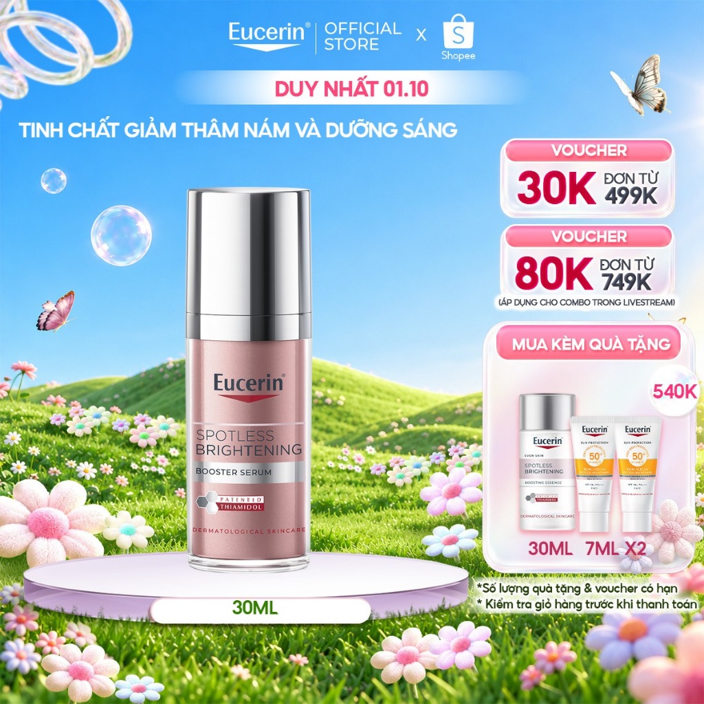 Tinh chất giảm thâm nám & dưỡng sáng Eucerin Spotless Brightening Booster Serum 30ml | Serum mờ thâm sáng da | Skincare