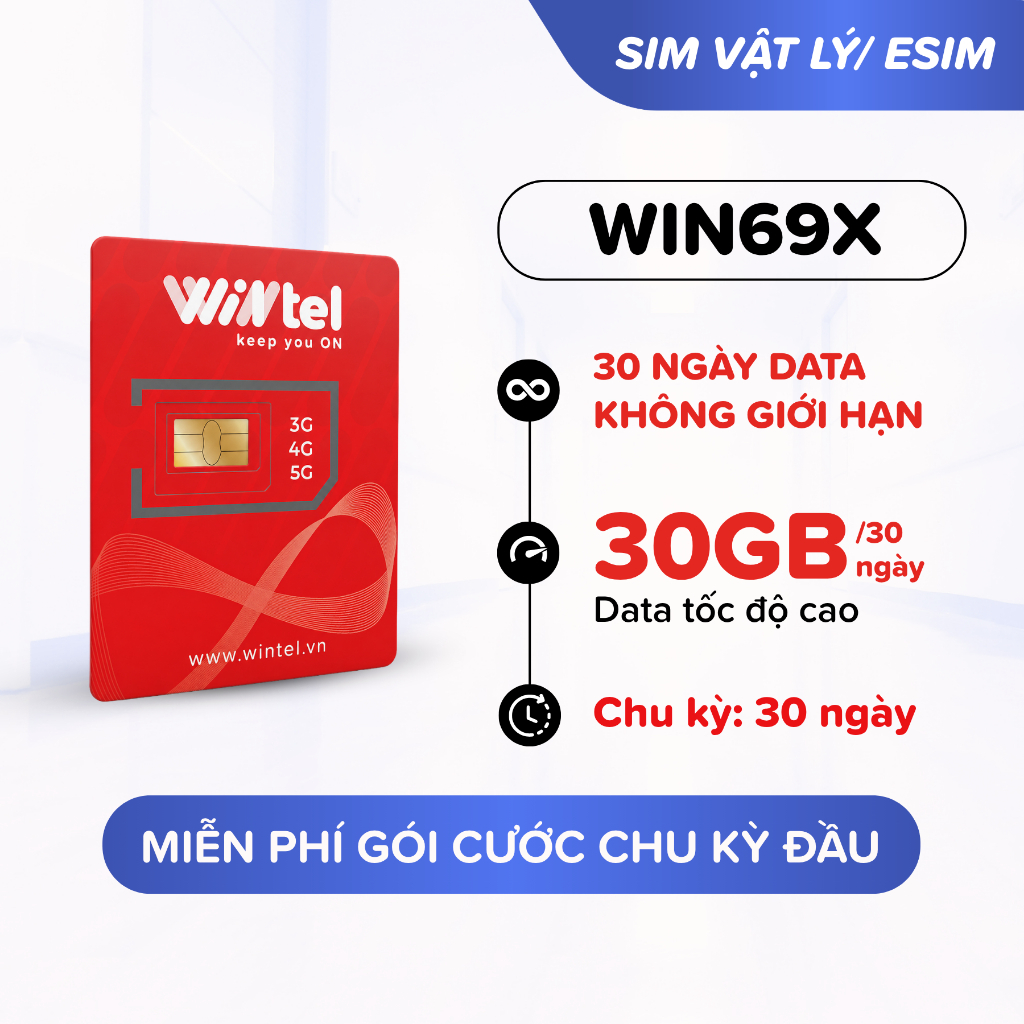 SIM 4G Wintel WIN69X - SIM Data Thả Ga Không Giới Hạn Tháng Đầu Cho Game Thủ - Miễn Phí Gói Cước Tháng Đầu