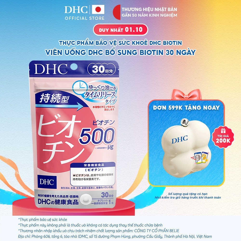 Viên uống DHC Biotin (30 Ngày) - Thực phẩm bảo vệ sức khoẻ DHC Sustained Release Biotin