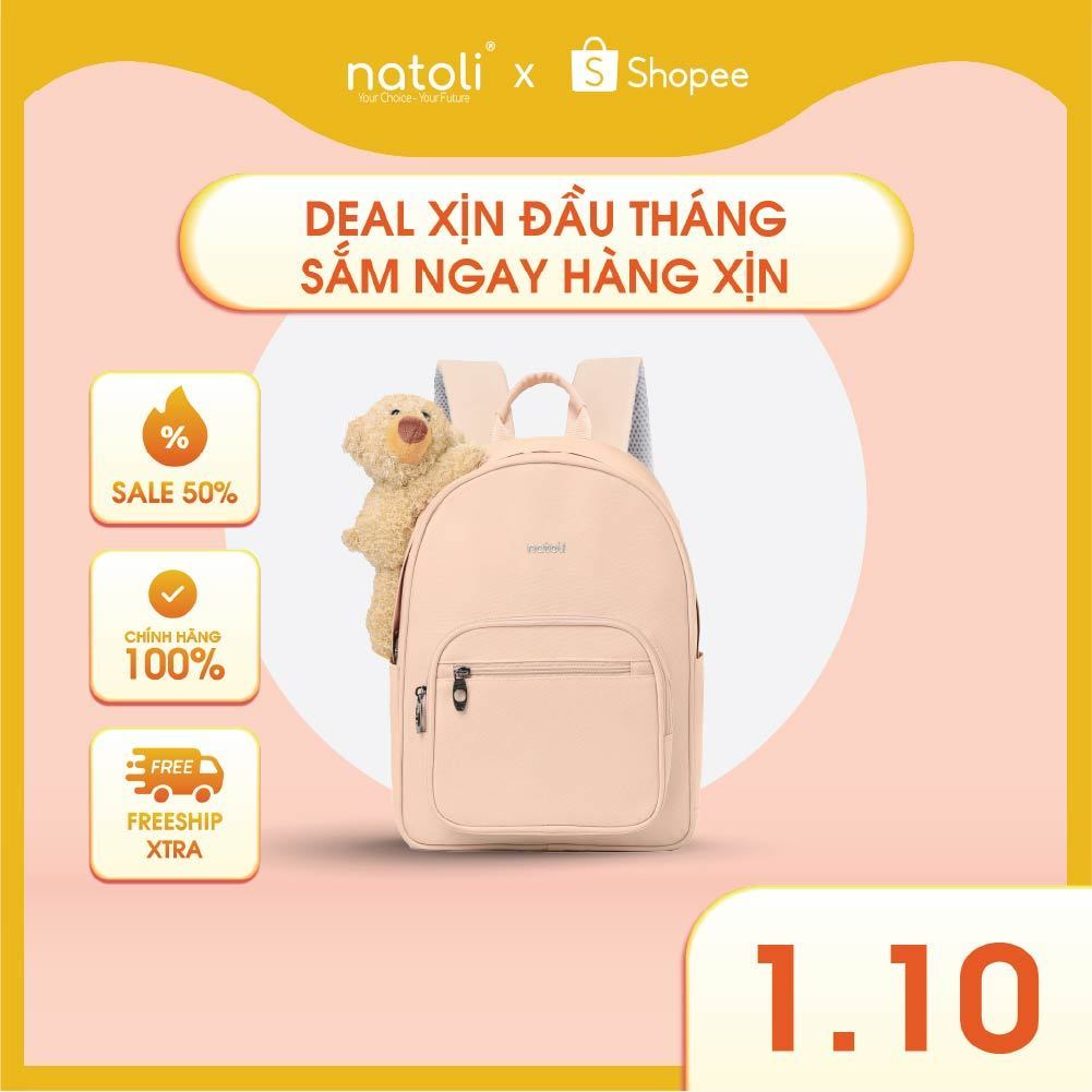 Balo nữ thời trang gấu bông NATOLI cute, hàn quốc, đi học, nhiều ngăn Dreamy Teddy Bear School Backpack B16