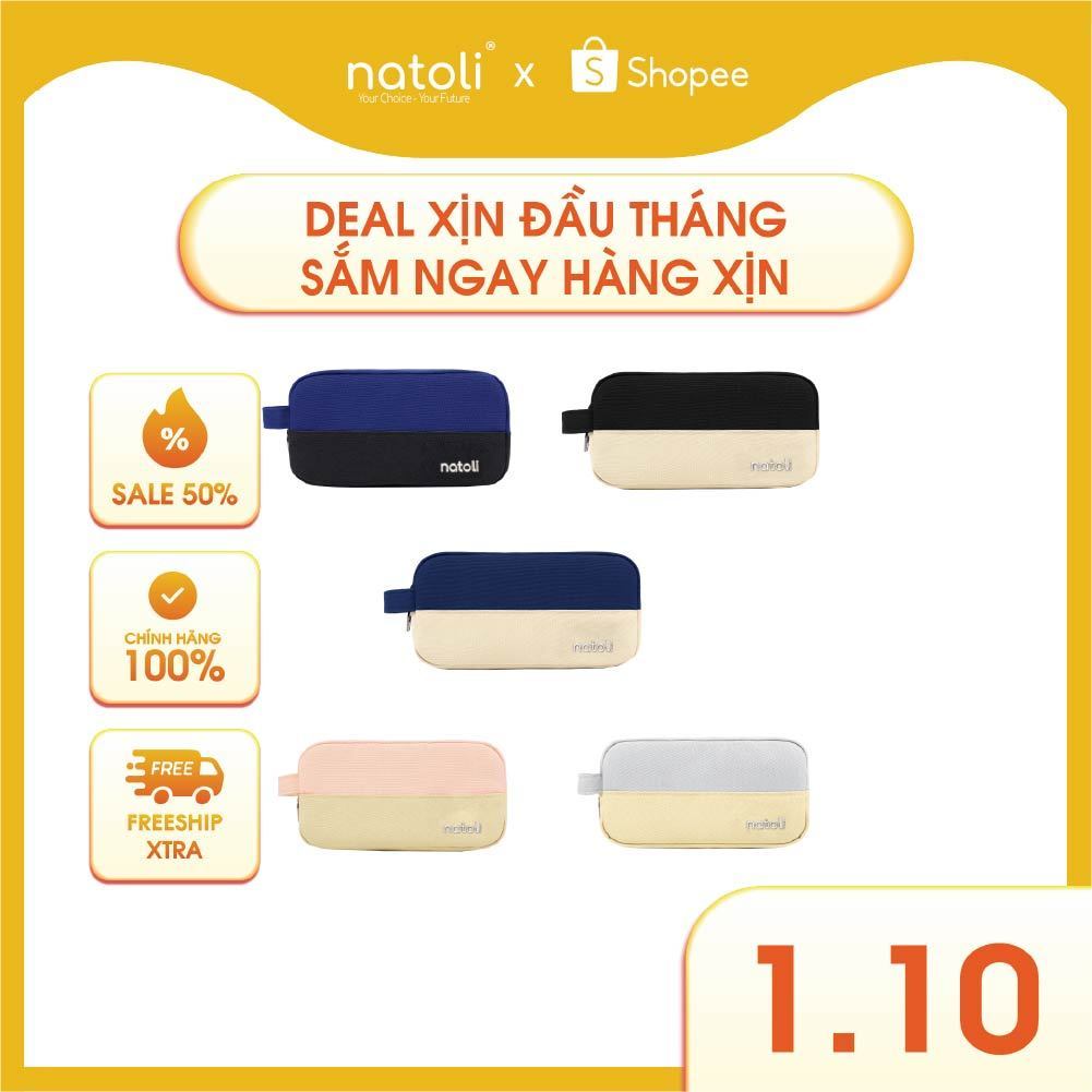 Bóp viết nhiều ngăn NATOLI, hộp bút cute chống nước đựng bút đa năng - BST Simple Duo Pen Case T23