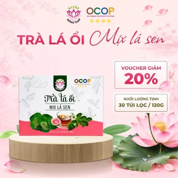 [TẶNG Trà Lá Sen] Trà Lá Ổi Mix Lá Sen Cô Ba Tre Đồng Tháp 120g/30 Túi Lọc - Trà Thảo Mộc Thanh Vị Dễ Pha Tiện Dụng