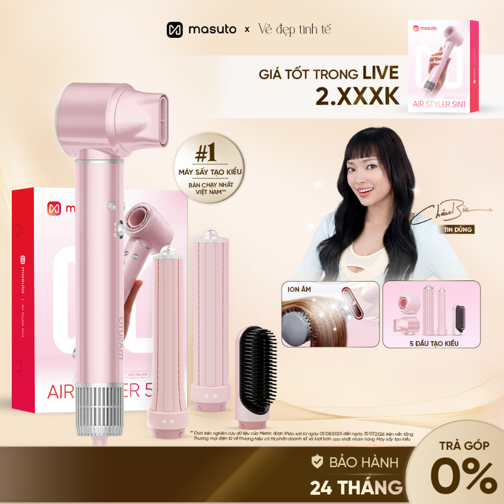 Máy Sấy Tóc Tạo Kiểu 5in1 Masuto AirStyler Đa Chức Năng Công Nghệ Ion Giảm Hư Tổn Tóc 1300W