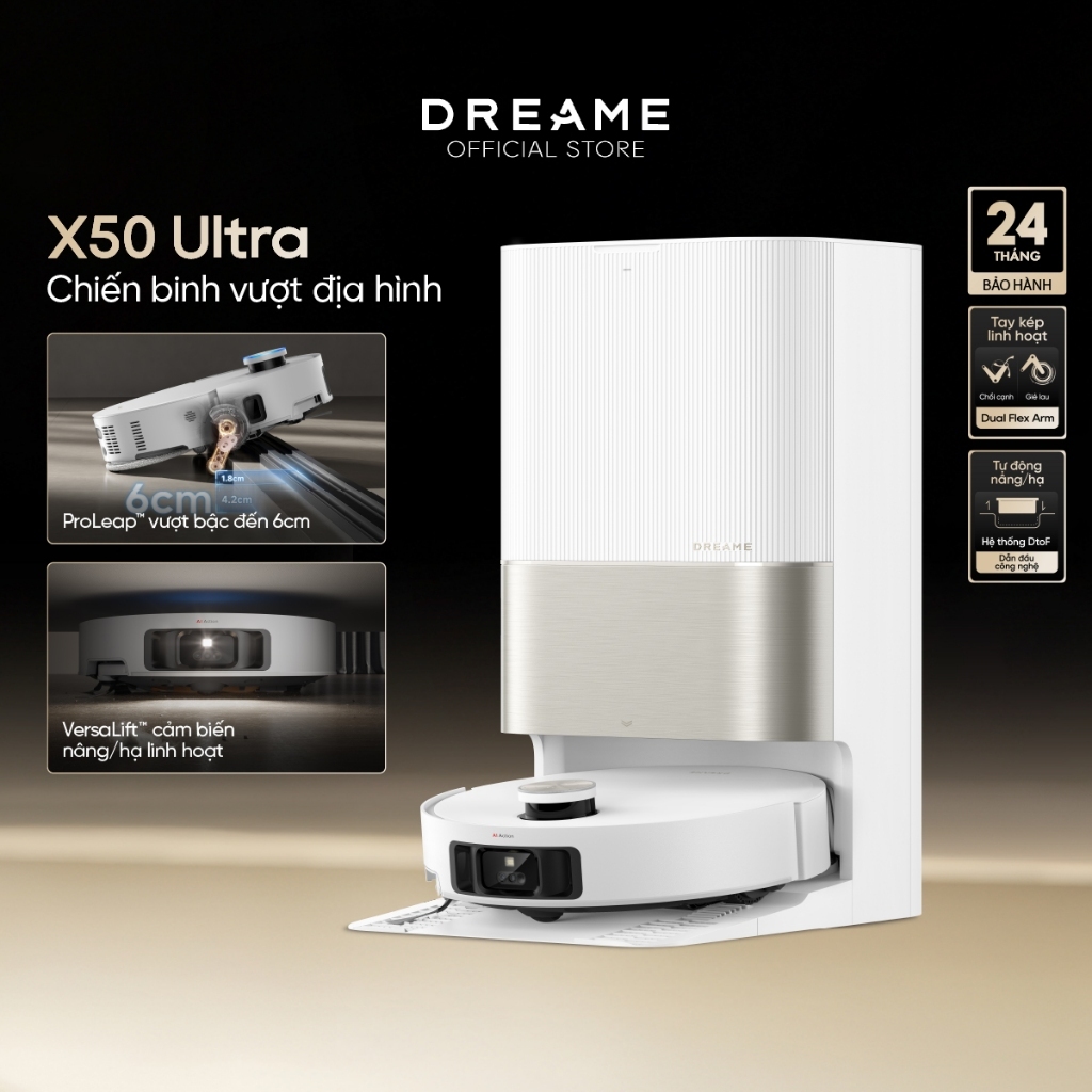 Dreame X50 Ultra/ X50 Pro Ultra Robot hút bụi thông minh | lực hút 20.000Pa | Camera AI tránh vật cản | BH 24 tháng