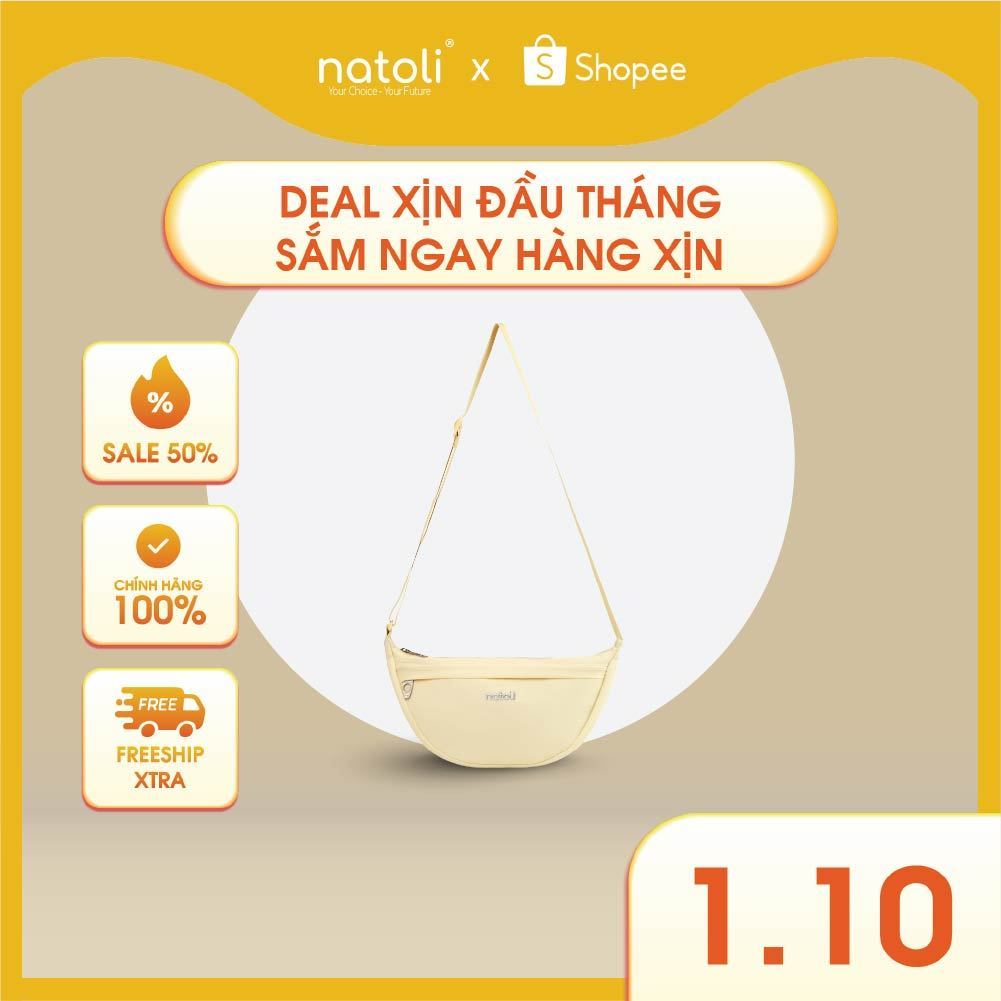 Túi đeo chéo nữ hình bán nguyệt NATOLI túi bánh bao chần bông vải dù nhăn chống nước tốt-Soft Touch Crossbag T26