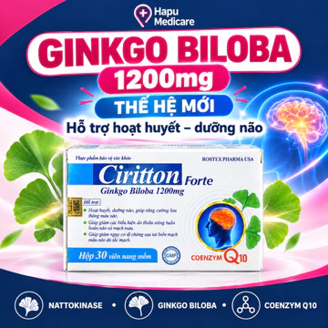 Viên uống Ciritton Forte Ginkgo Biloba 1200mg bổ sung Coenzyme Q10 hộp 30 viên