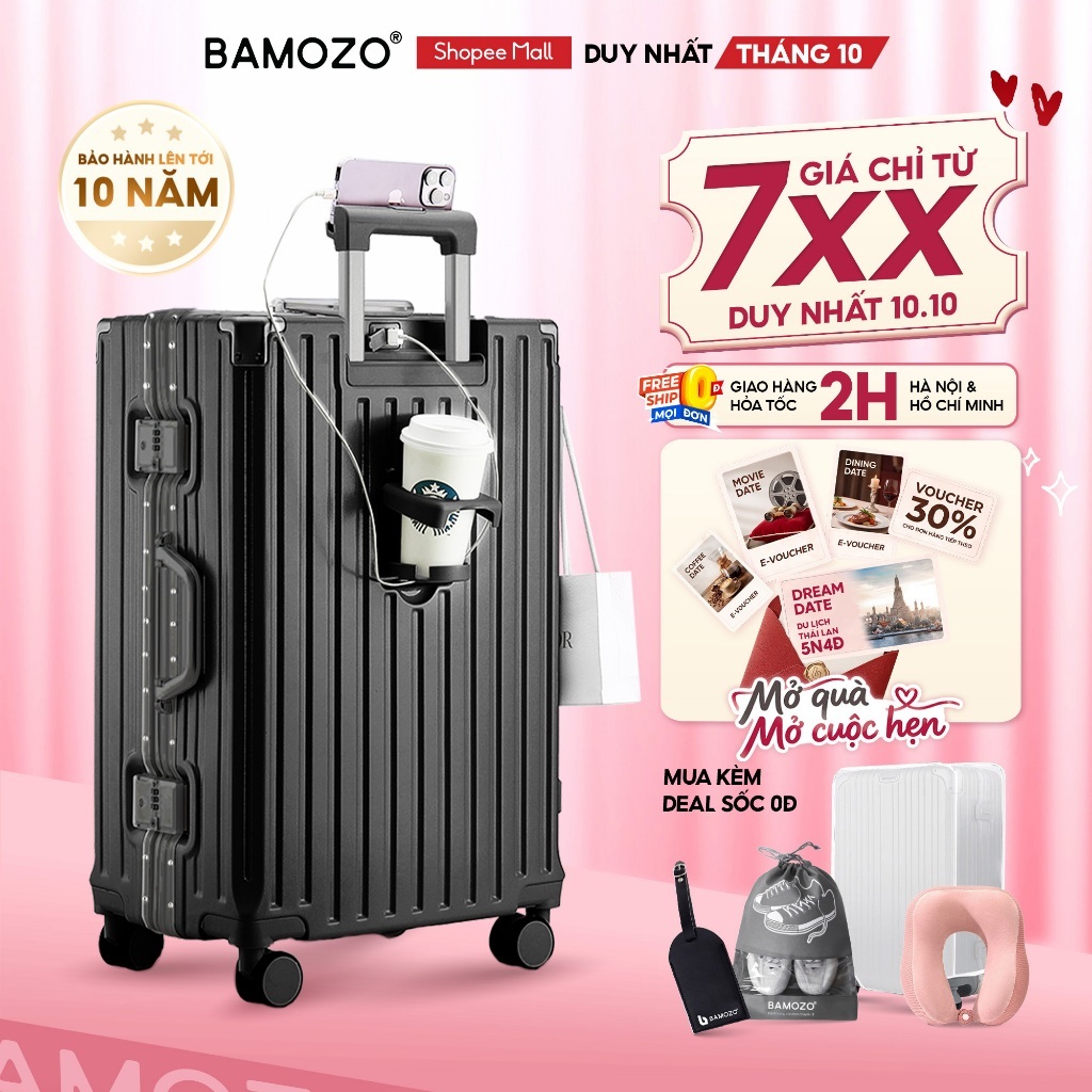 Vali Khung Nhôm B Bamozo 9066 Size 28 cao cấp siêu bền Bảo Hành 5 Năm - Lỗi 1 Đổi 1 Trong 30 Ngày_9066