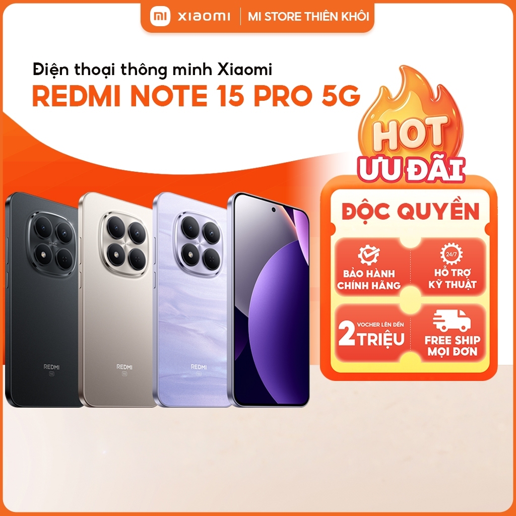 Điện Thoại Xiaomi Redmi Note 15 Pro 5G | Màn Hình AMOLED 1.5K 120Hz, Bảo Hành Chính Hãng 18 Tháng
