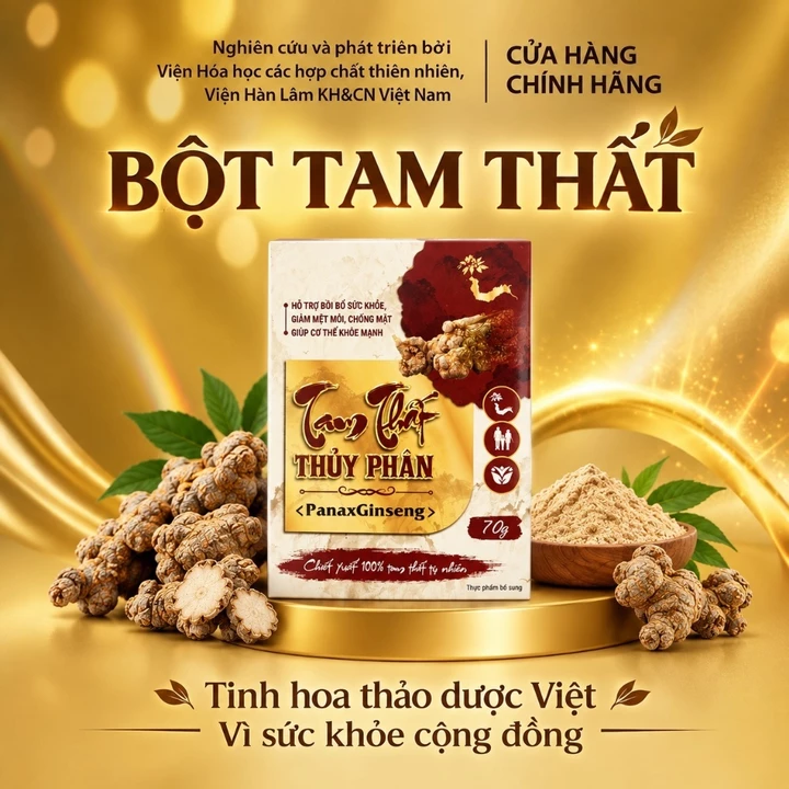 Bột tam thất thủy phân (70g) - Viện Hoá học các hợp chất thiên nhiên, Viện Hàn Lâm KHCN VN