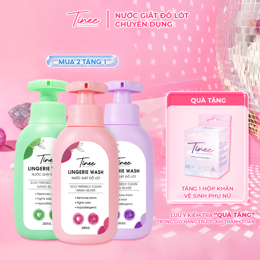 [MUA 2 TẶNG 1] Nước Giặt Đồ Lót Chuyên Dụng TINEE 280ml Hạn Chế Nấm Khuẩn, Dịu Nhẹ