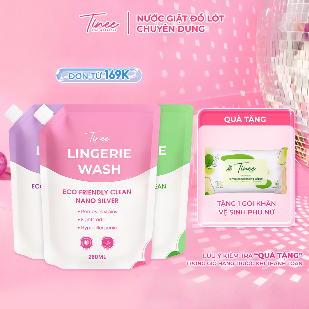 Túi Nước Giặt Đồ Lót Chuyên Dụng Tinee  - Nano Bạc Hạn Chế Nấm Khuẩn, An Toàn Cho Da (280ml/Túi)