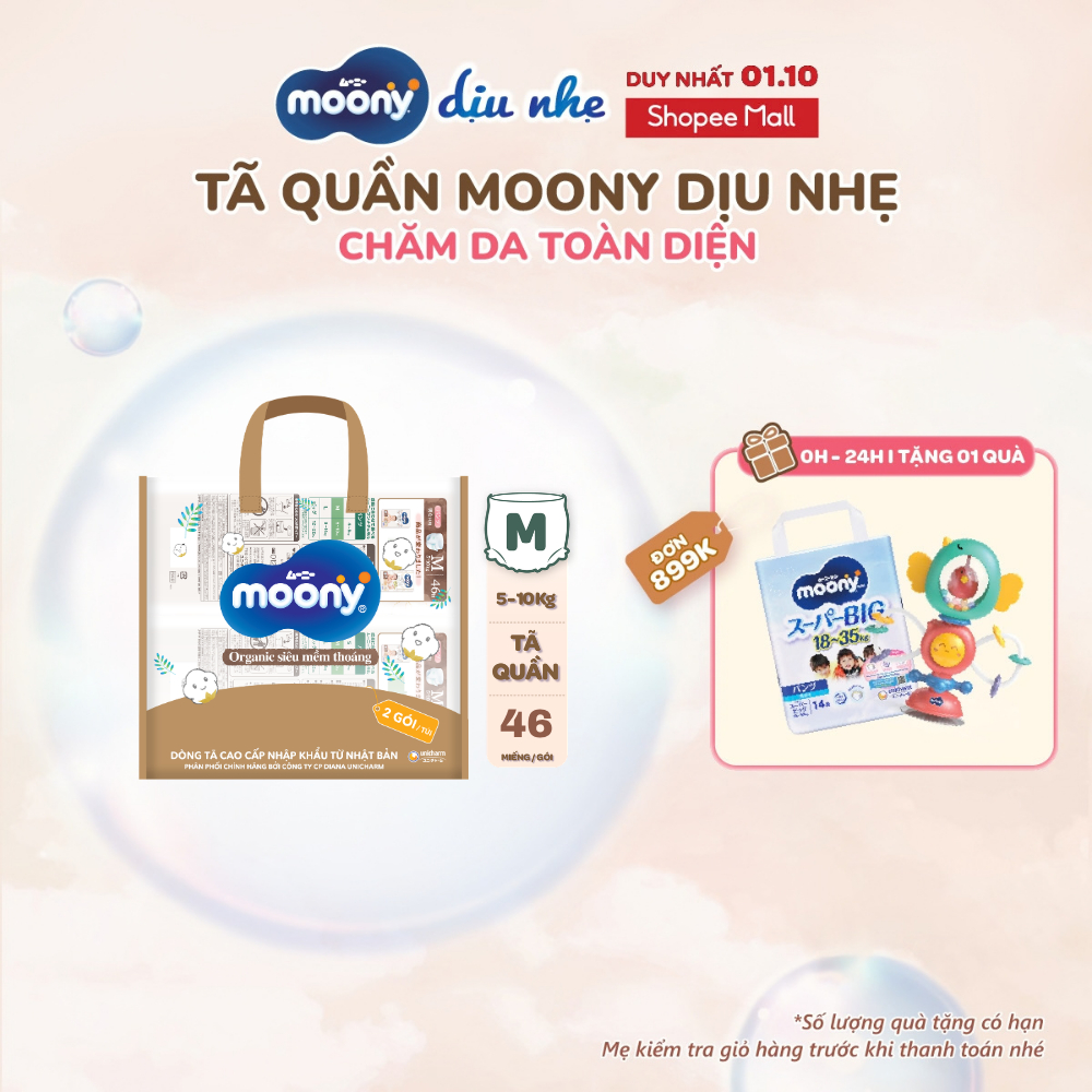 [TẶNG KÈM TÚI ĐA NĂNG THỜI TRANG] Combo 2 Tã quần Moony Dịu Nhẹ M46/L36/XL32