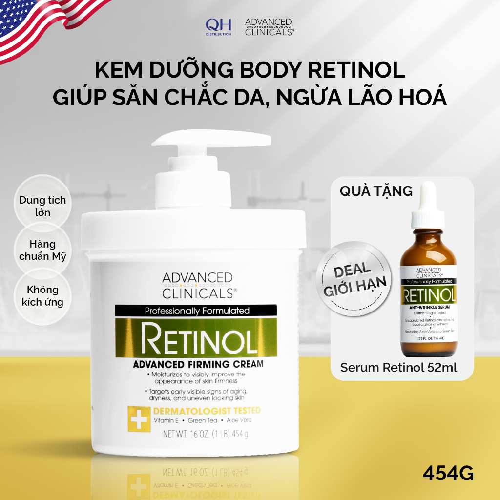 [MUA 1 TẶNG 1] Kem Dưỡng Retinol Giúp Chống Lão Hóa Săn Chắc Da, Cải Thiện Da Xỉn Màu Advanced Clinicals