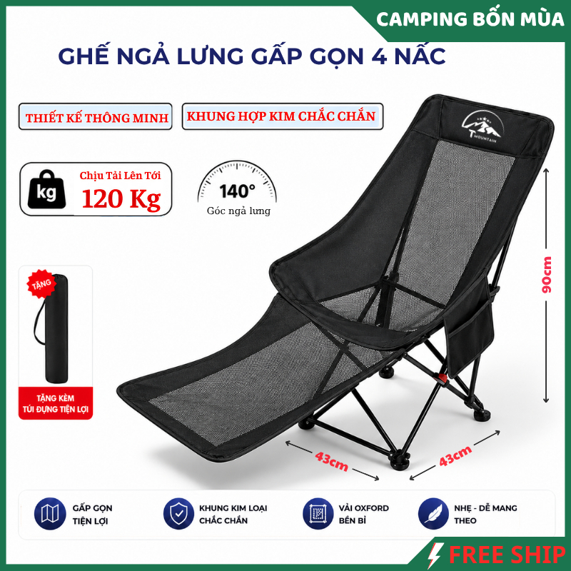 Ghế Gấp Gọn Camping Tmountain, Ghế Xếp Dã Ngoại Du Lịch Ngoài Trời Chịu Tải 150kg Gọn Nhẹ Bền
