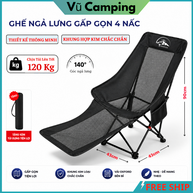 Ghế Gấp Gọn Camping Tmountain, Ghế Xếp Dã Ngoại Du Lịch Ngoài Trời Chịu Tải 150kg Gọn Nhẹ Bền