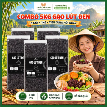 [Combo 5kg] Gạo Lứt Đen Nguyên Hạt Tự Nhiên, Gạo Lứt Đen Việt Nam, Gạo Ăn Healthy, Ăn Kiêng