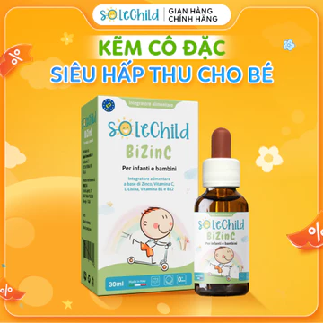 Kẽm Ăn Ngon Cho Bé SOLECHILD BiZinC 30ml Giúp Bé Ăn Nhiều Tăng Cân, Đề Kháng Khỏe, Giảm Ốm Vặt