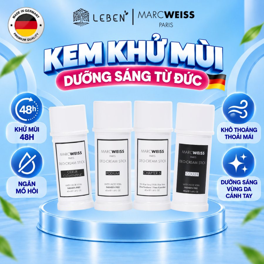 Kem Khử Mùi Ngăn Mồ Hôi Deo MarcWeiss Paris Từ Đức Hỗ Trợ Sáng Da Và Tích Hợp Hương Nước Hoa Lọ 40ml