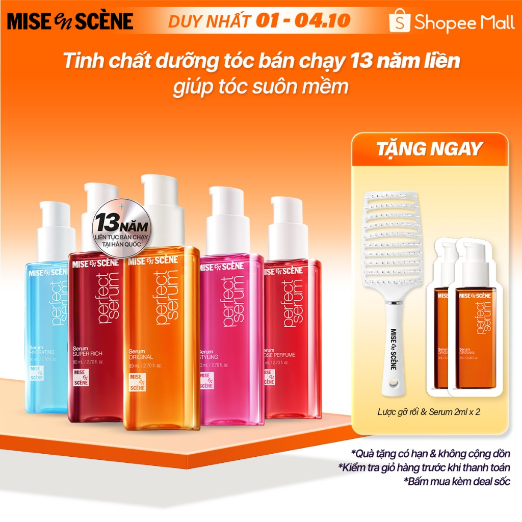 Tinh chất dưỡng tóc mise en scène Perfect Serum 80ml phục hồi hư tổn, suôn mượt, chắc khỏe