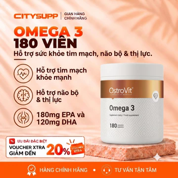 Dầu Cá Omega 3 Ostrovit, Bổ Sung 1000mg Dầu Cá, EPA và DHA, Bảo Vệ Não, Mắt và Tim Mạch | CitySupp
