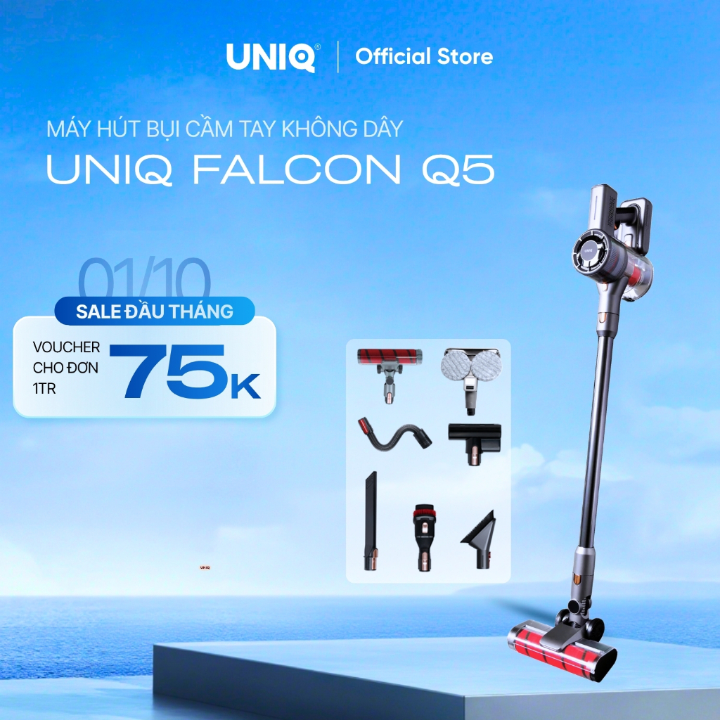 Máy hút bụi cầm tay không dây UNIQ Falcon Q5 cây hút bụi lau nhà mini gia đình đa năng ô tô ga giường sofa nệm