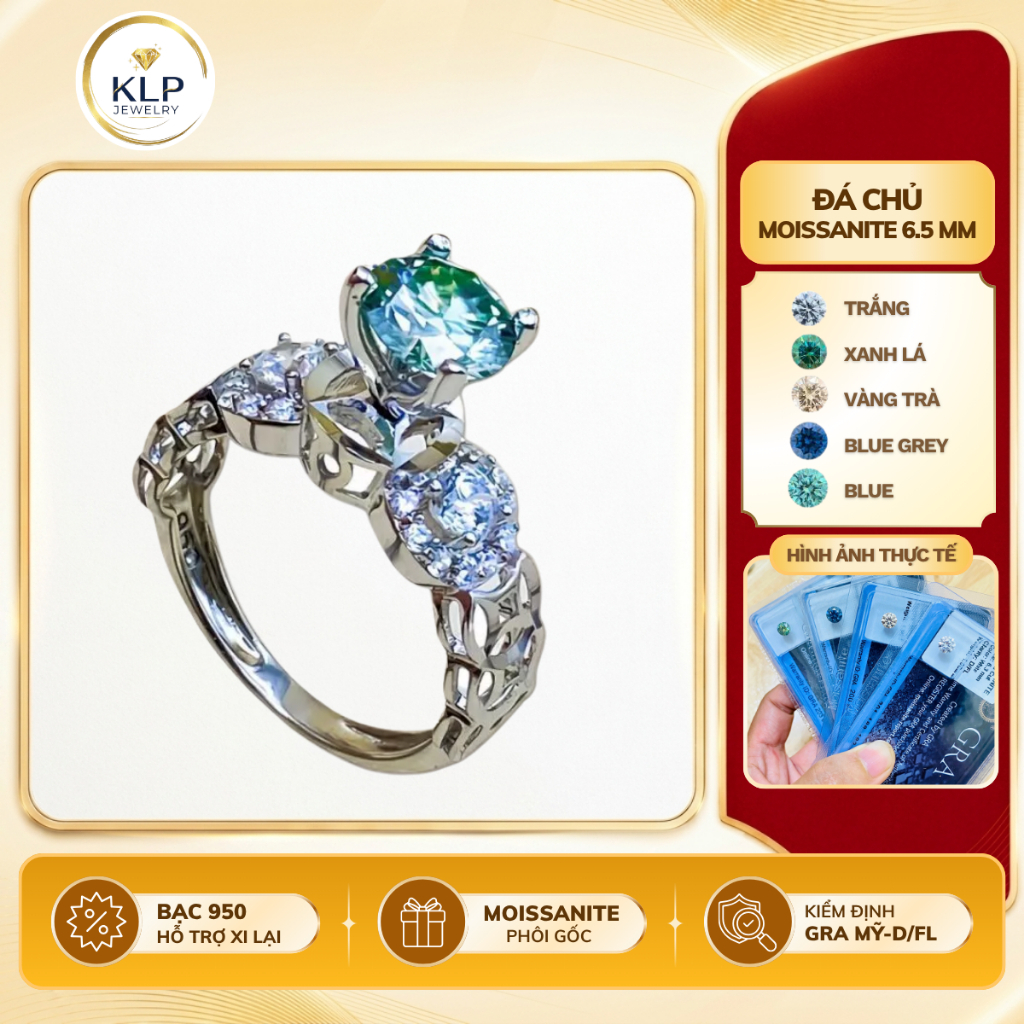 Women's Gold-Plated Feng Shui Ring by KLP Trang sức Moissanite