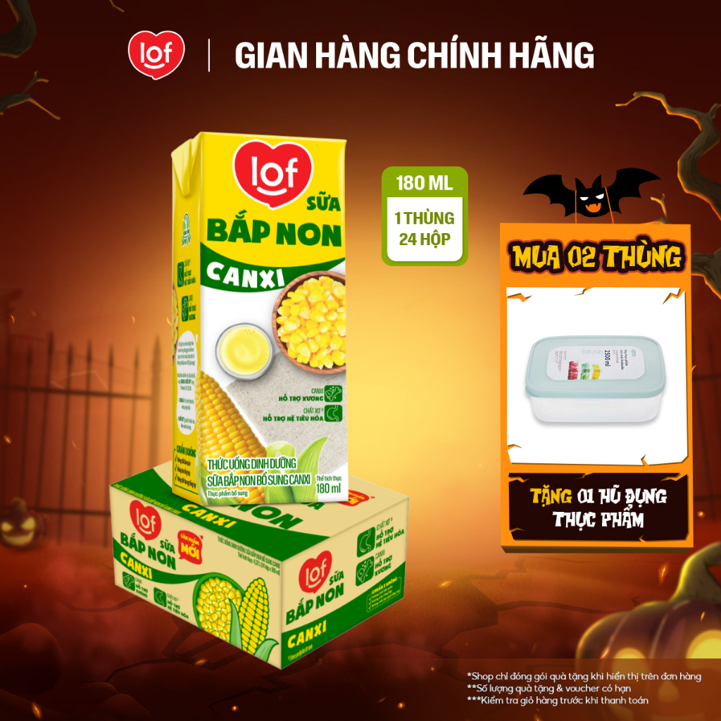 Sữa bắp non canxi LOF thùng 24 hộp x 180ml